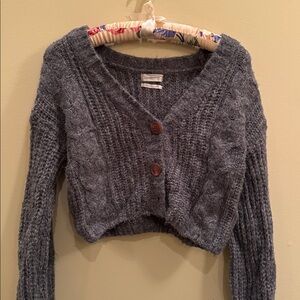 Gray Cropped Knit Sweater Urban Outfitters